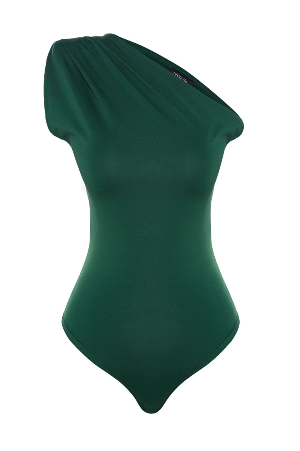 Petrol Asimetrik Yaka Esnek C?tc?tl? Esnek Orme Body TWOSS22BD00014