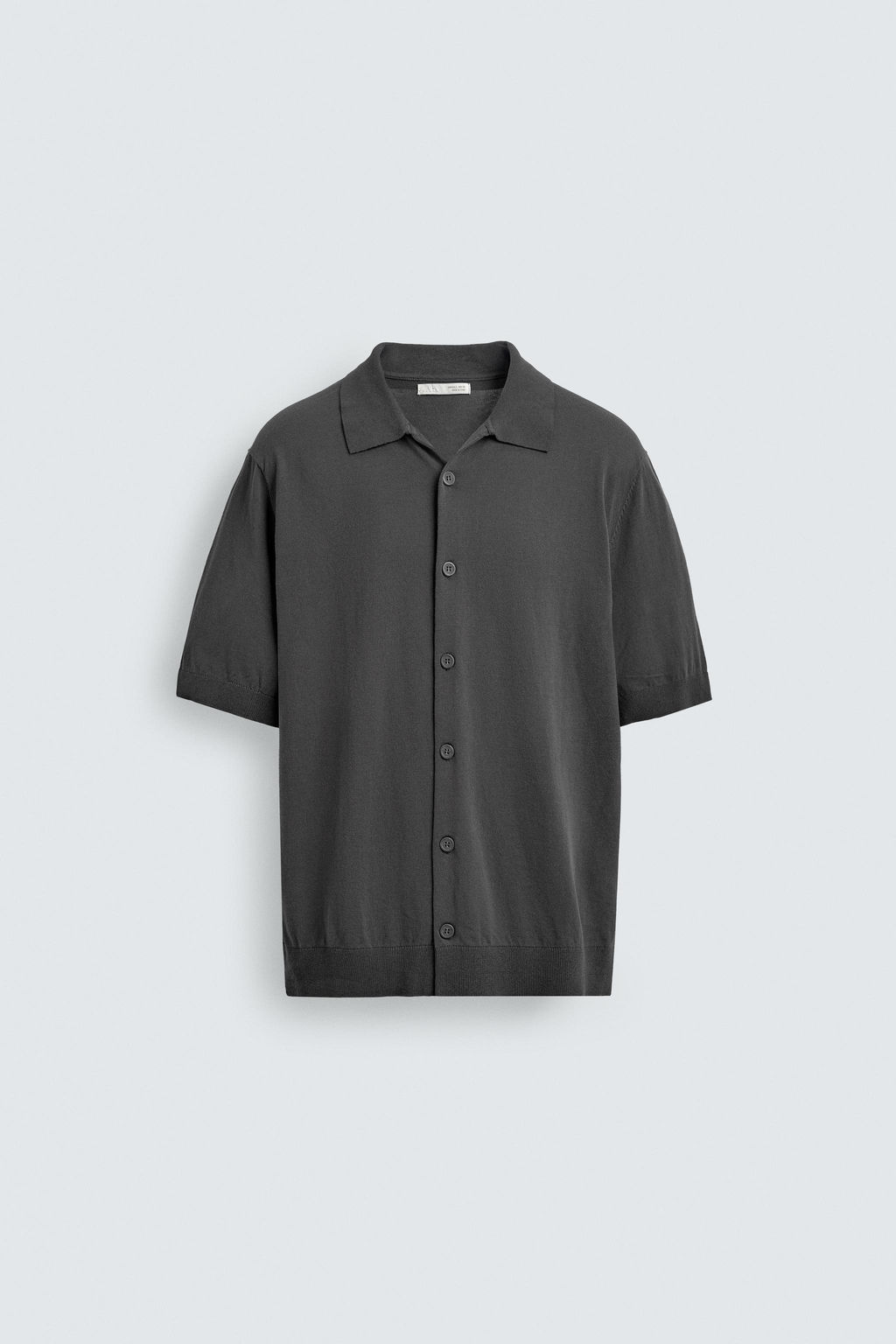 CAMISA PUNTO ALGOD?N / Gris oscuro - Zara фото 8