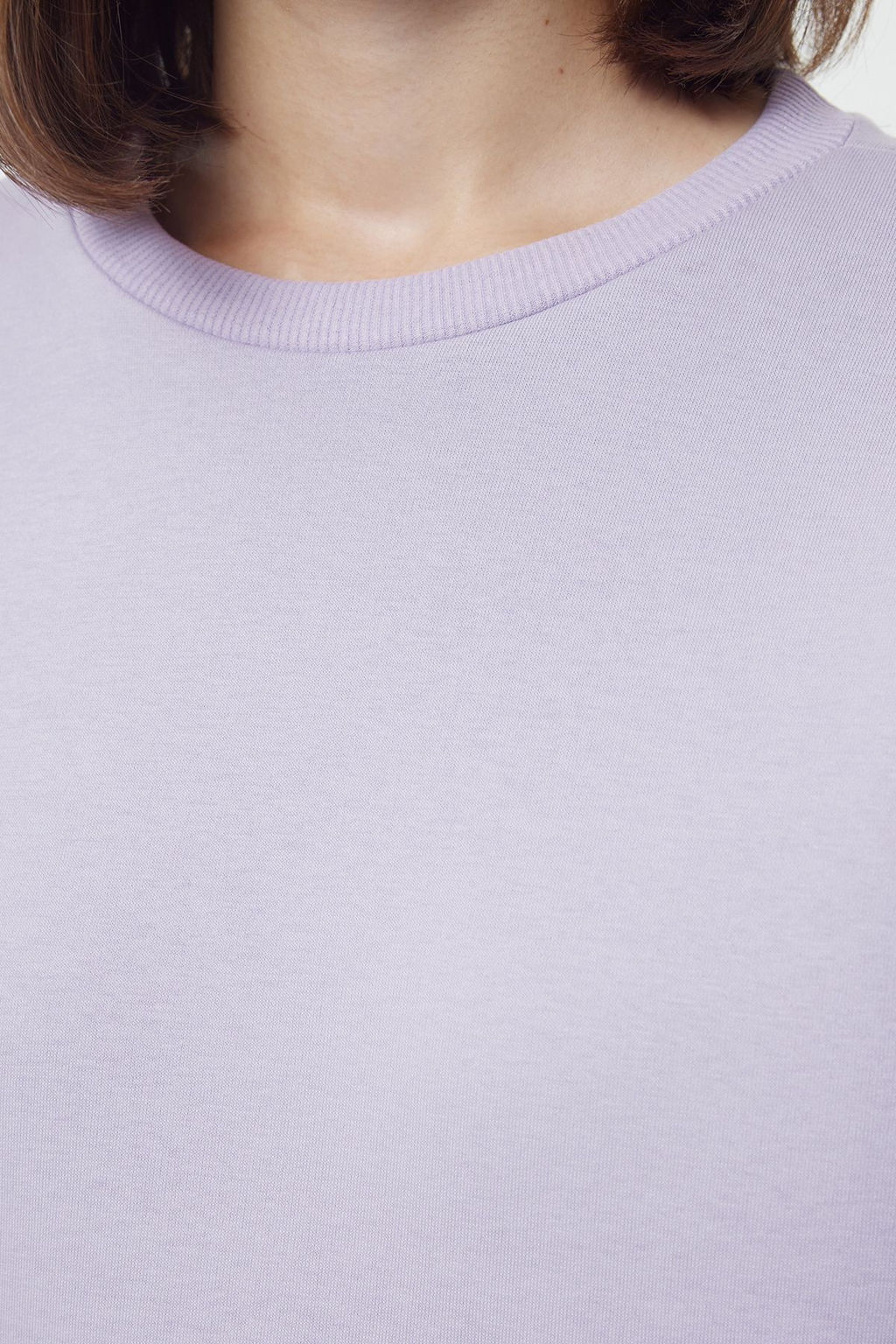 Lila Kal?n Ici Polarl? Regular/Normal Kal?p Bisiklet Yaka Basic Orme Sweatshirt TWOAW24SW00101