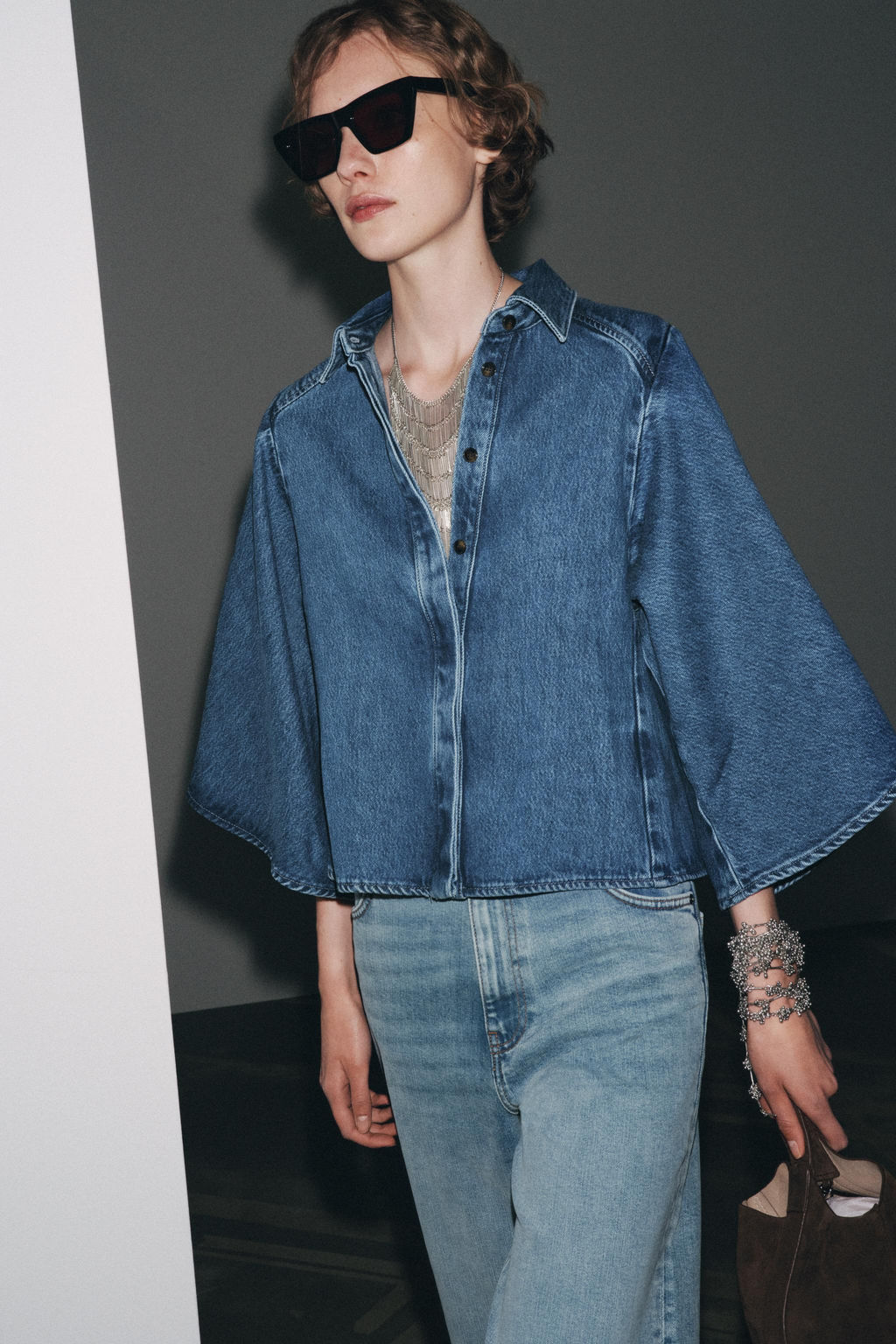 ZW COLLECTION DENIM KIMONO SHIRT - Zara фото 13