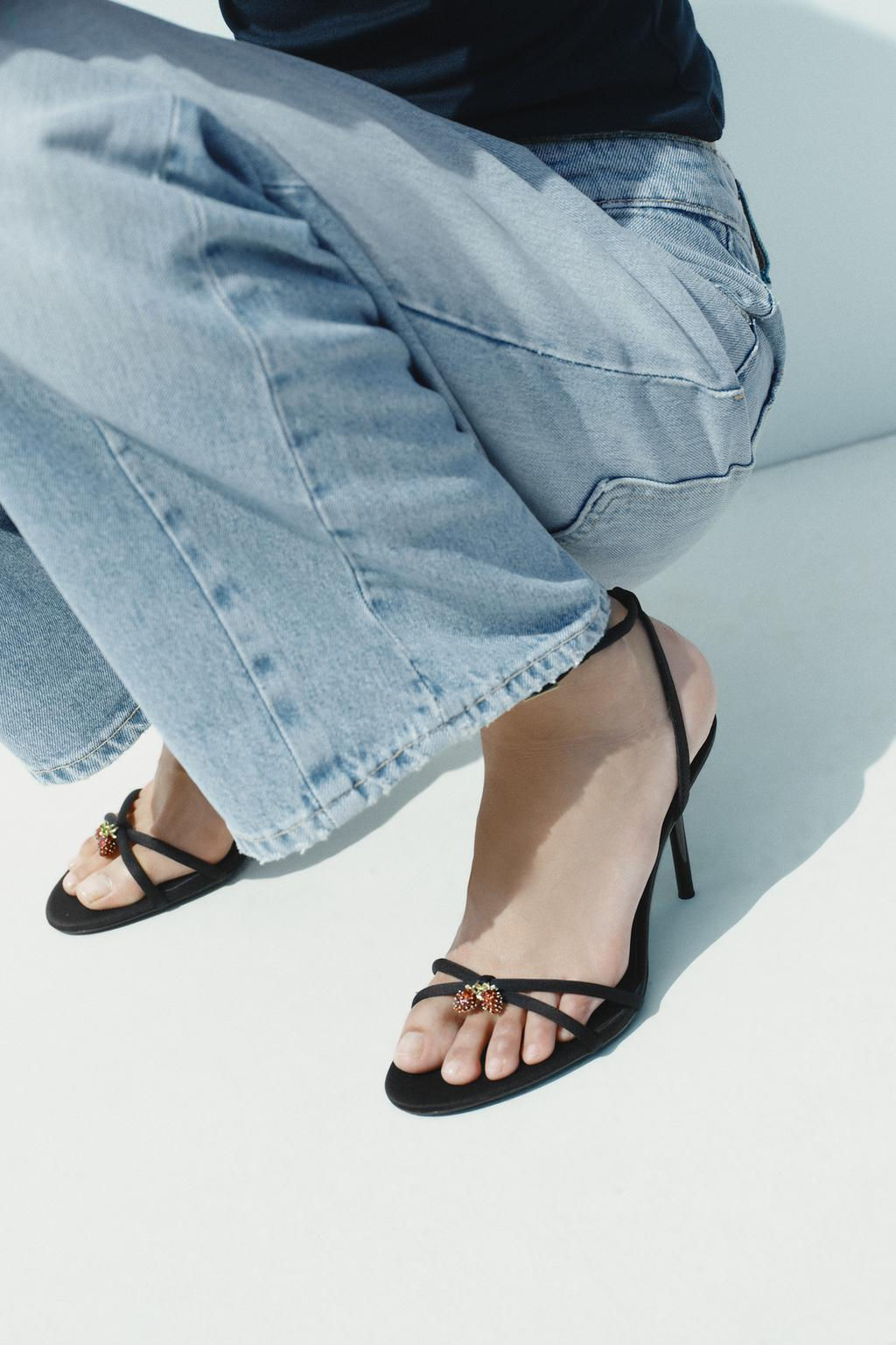BEADED CROSSOVER STRAP SANDALS - Zara фото 7