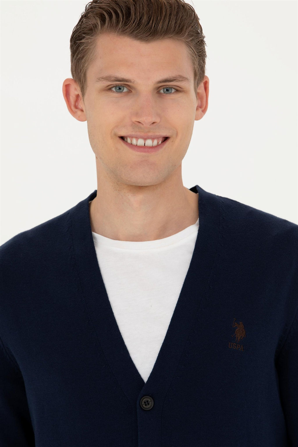 Мужской темно-синий базовый трикотажный кардиган - U.s. polo assn фото 2