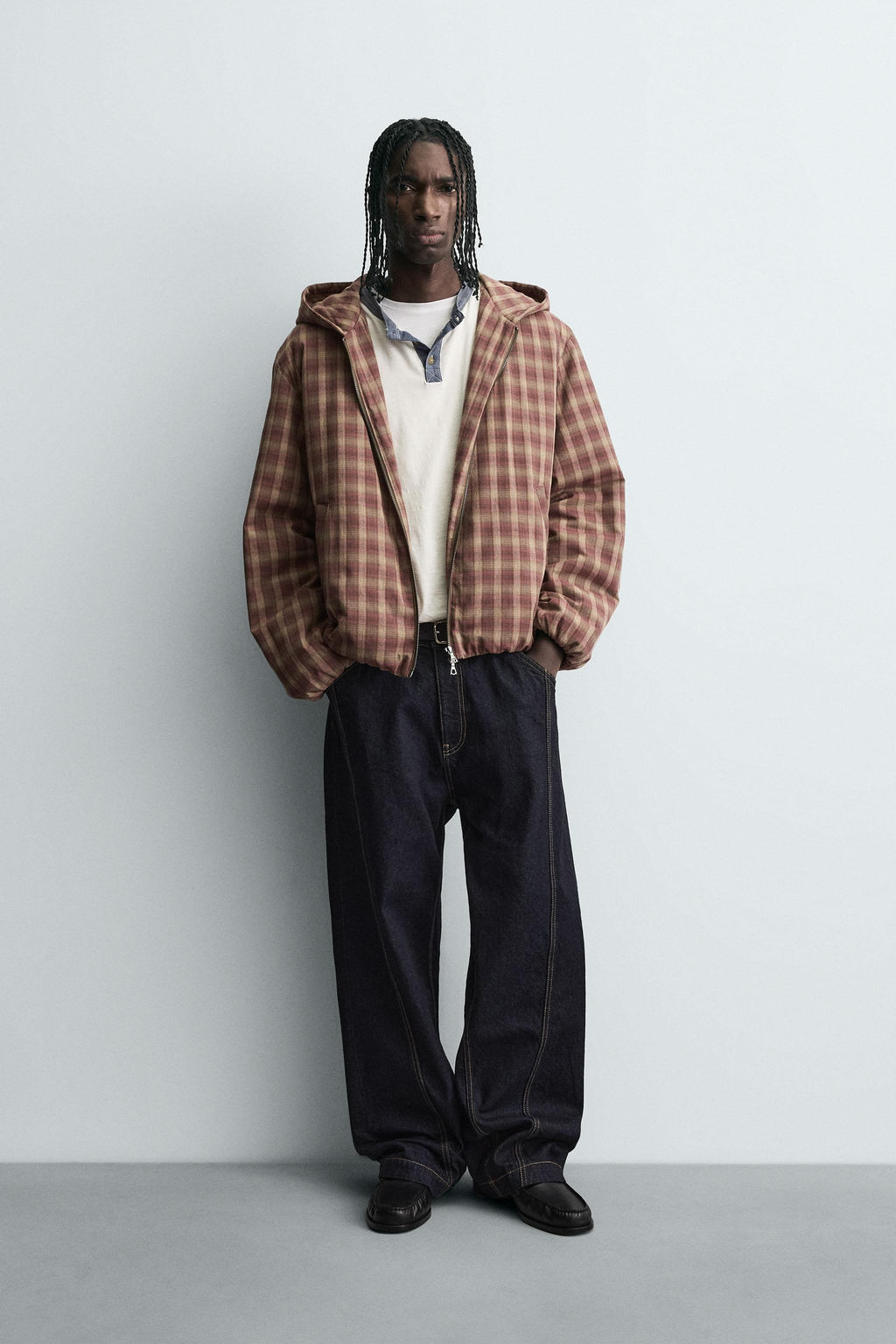 HOODIE CHECK JACKET