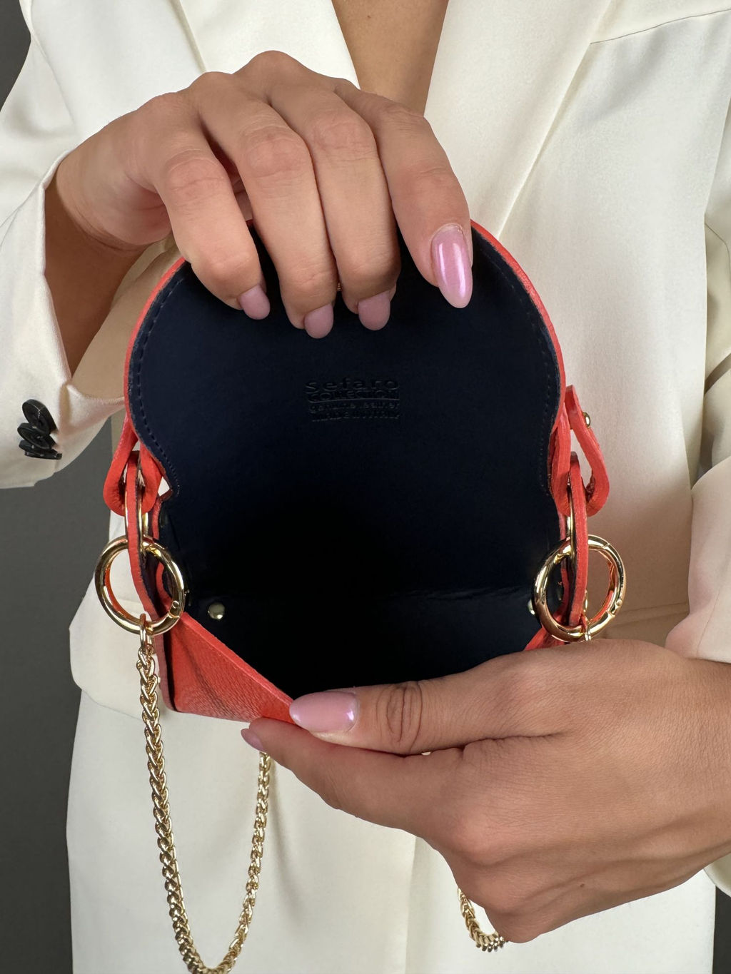 Сумка женская Sefaro из телячьей кожи маленькая красная  фото 3