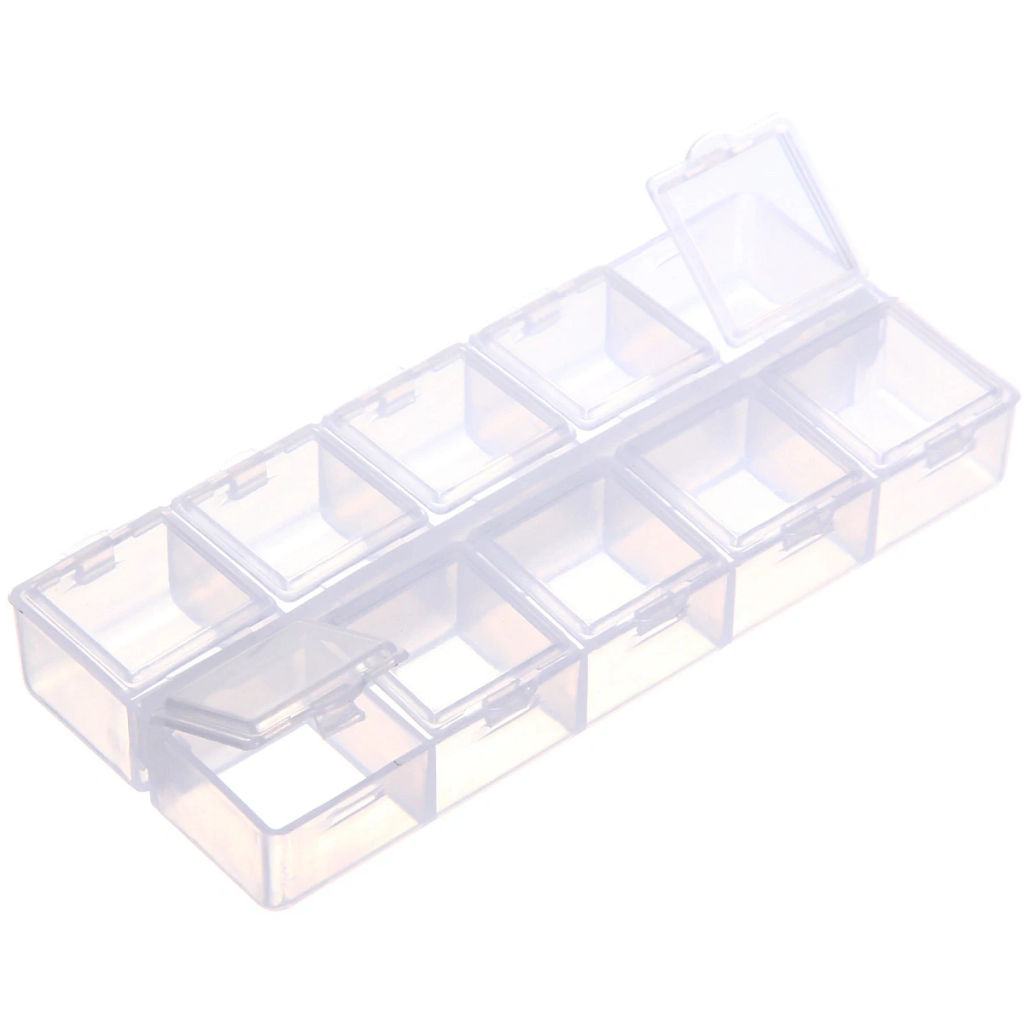 Цена за 12 шт. Органайзер для хранения мелочей, 10 ячеек "ИДЕЯДОМА", прозрачный, 13,5*6*2см (наклейка Селфи, пакет с подвесом)