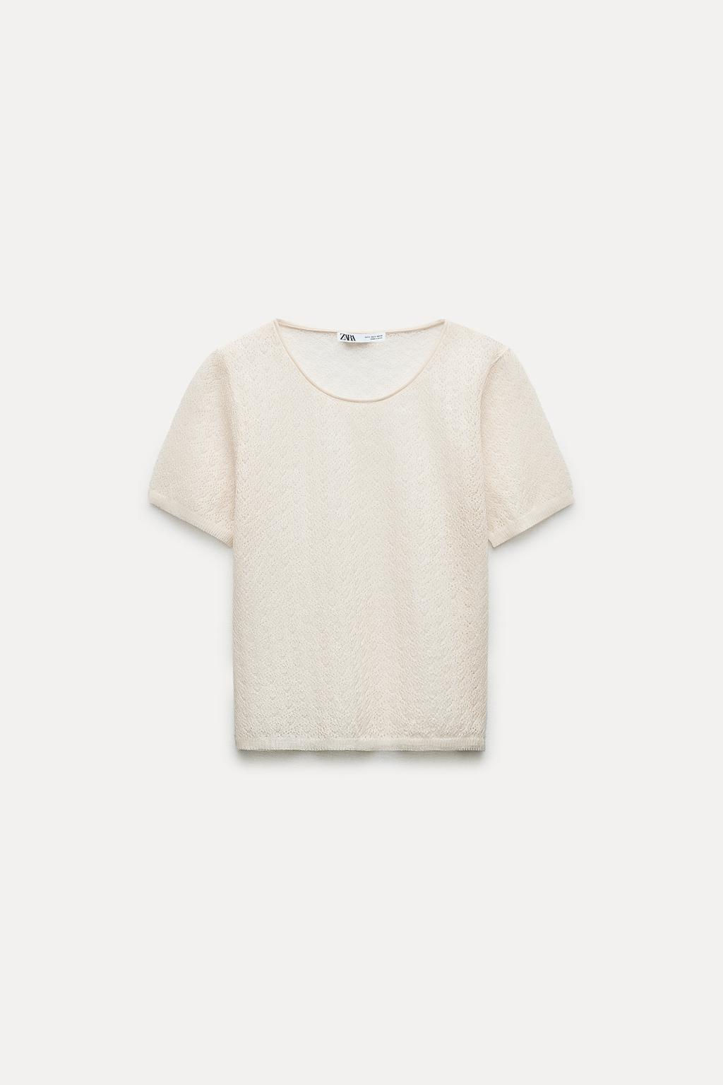 FINE KNIT OPENWORK T-SHIRT - Zara фото 3