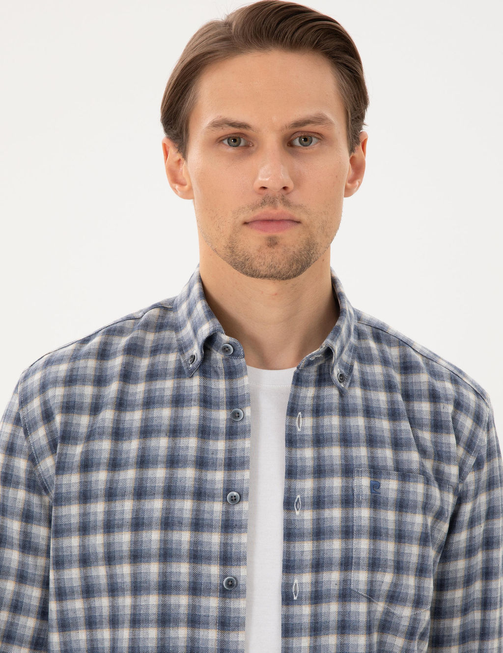 Рубашка Pierre Cardin Regular Fit синяя с длинным рукавом