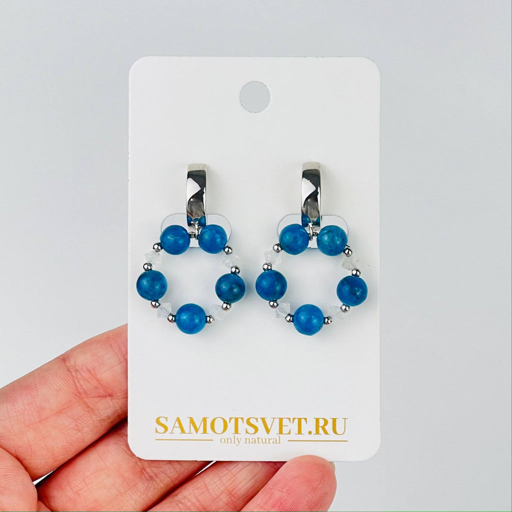 Серьги из Апатита и Лунного камня