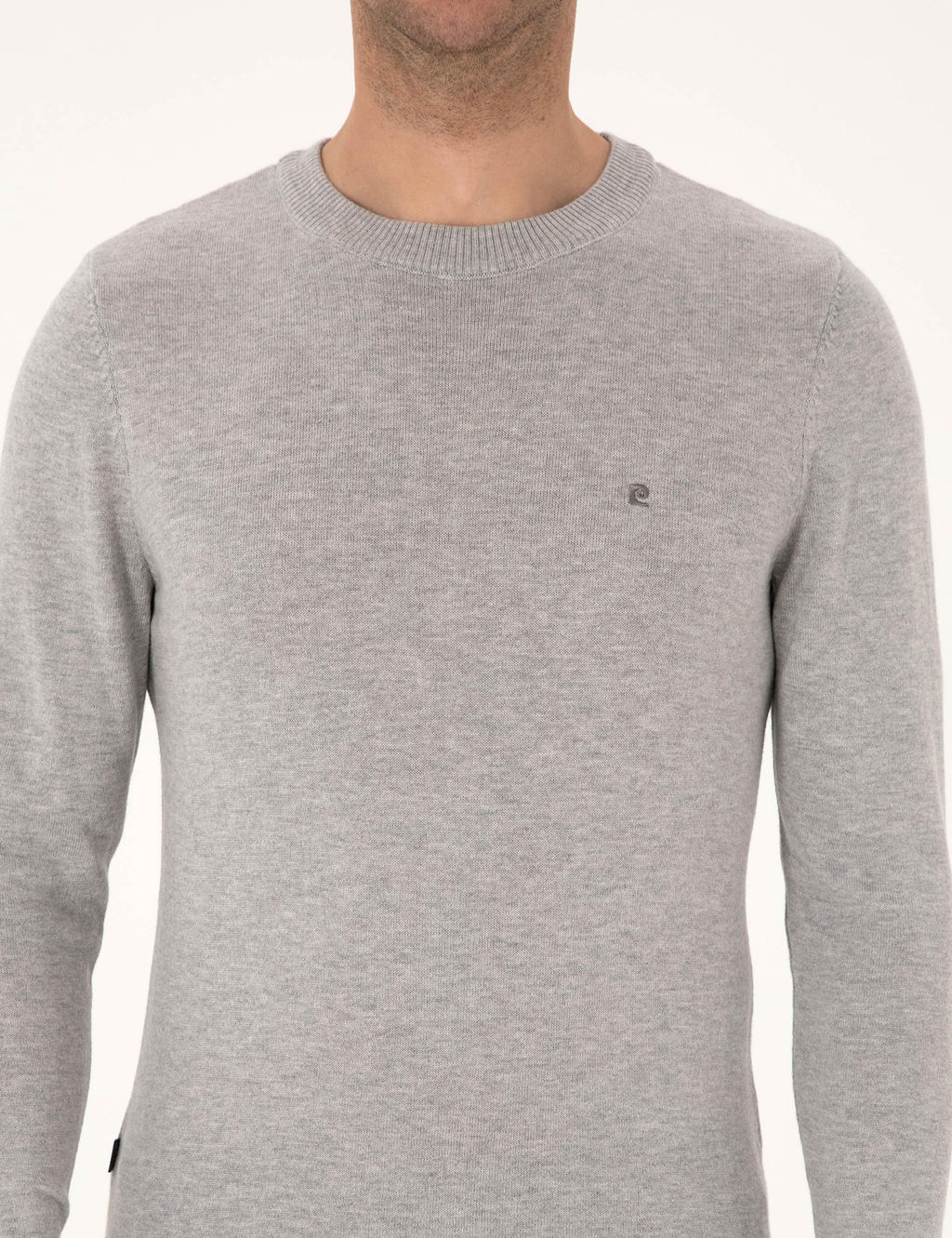 A__k Gri Melanj Slim Fit Bisiklet Yaka Basic Triko Kazak - Pierre cardin фото 6