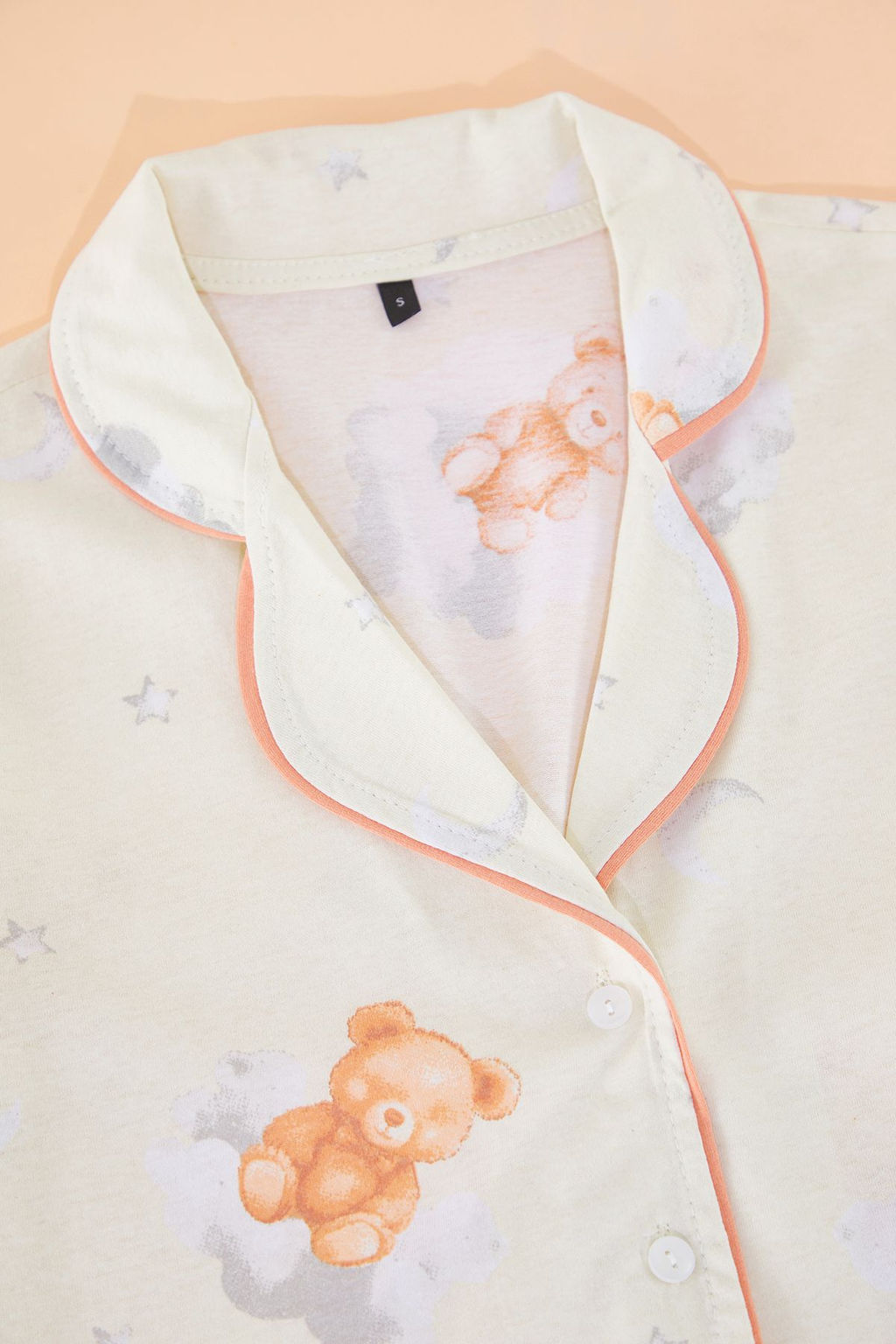 Trendyolmilla Ekru %100 Pamuklu Ay?c?k ve Galaksi Desenli Biyeli Sortlu Orme Pijama Tak?m? THMSS25PT00369 фото 7