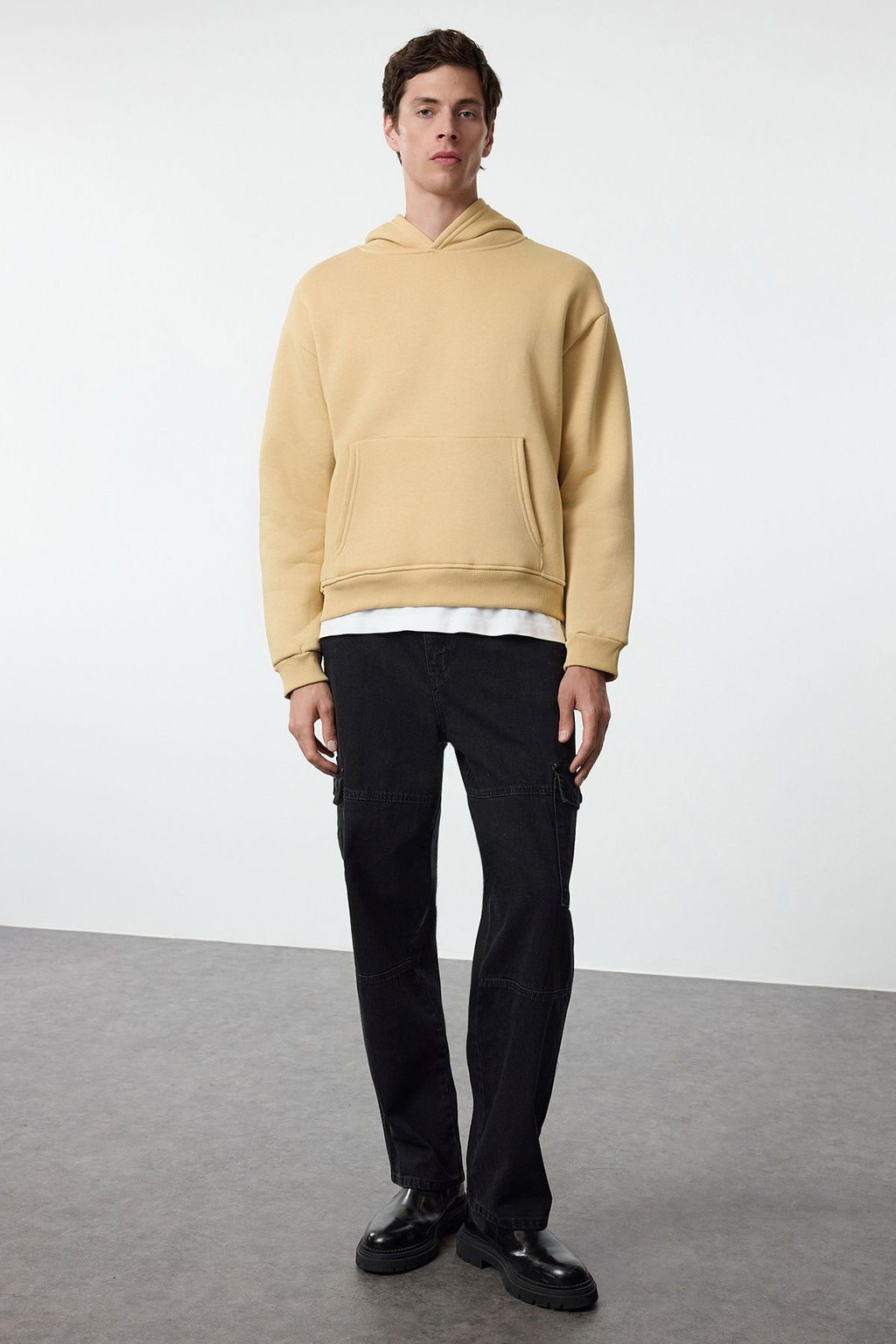 TRENDYOL MAN Antrasit Oversize/Genis Kesim S?rt? Nak?s Detayl? Kapusonlu Sweatshirt TMNAW25SW00142 - Trendyolmilla фото 60