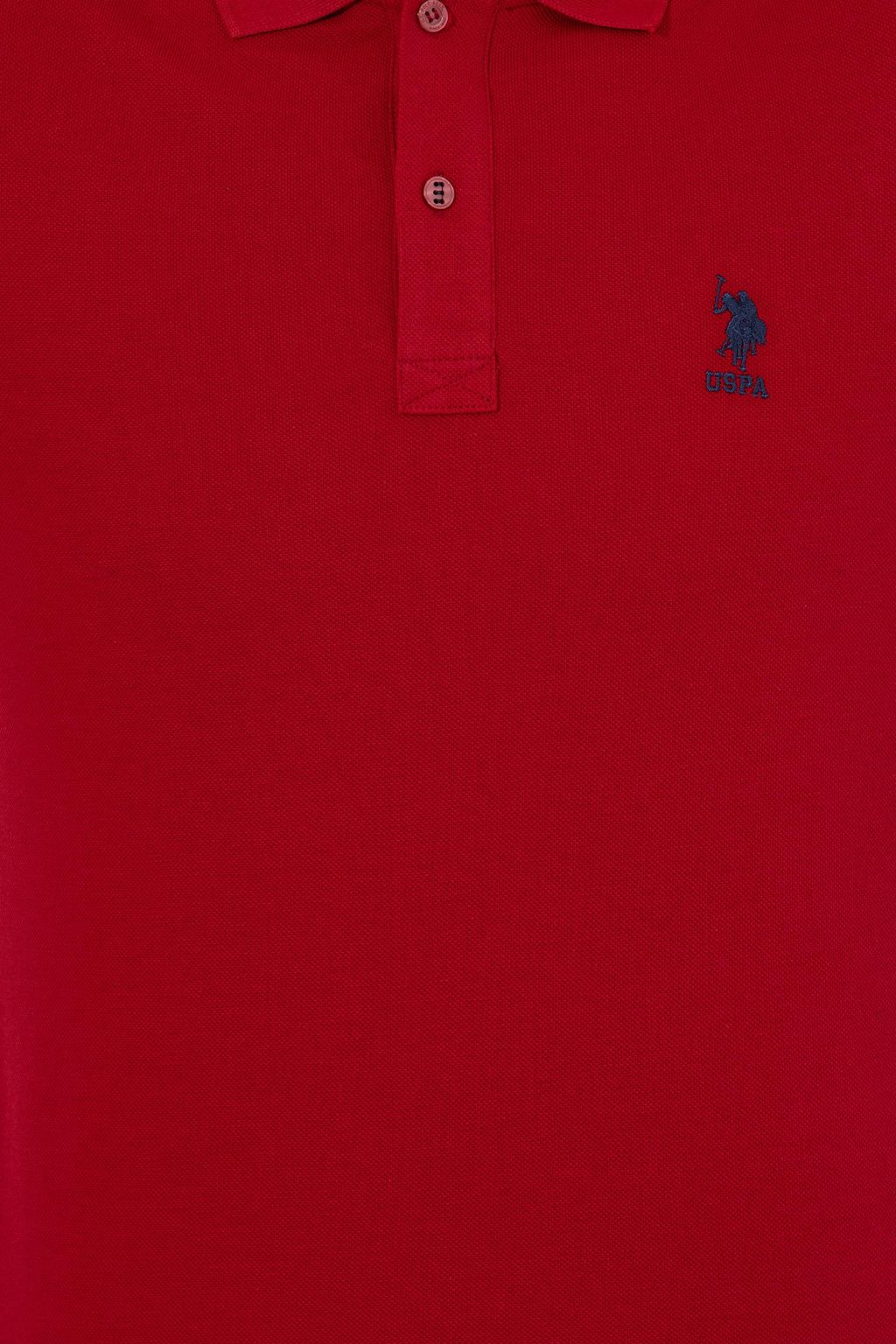 Мужская бордово-красная футболка с воротником поло Basic - U.s. polo assn фото 6