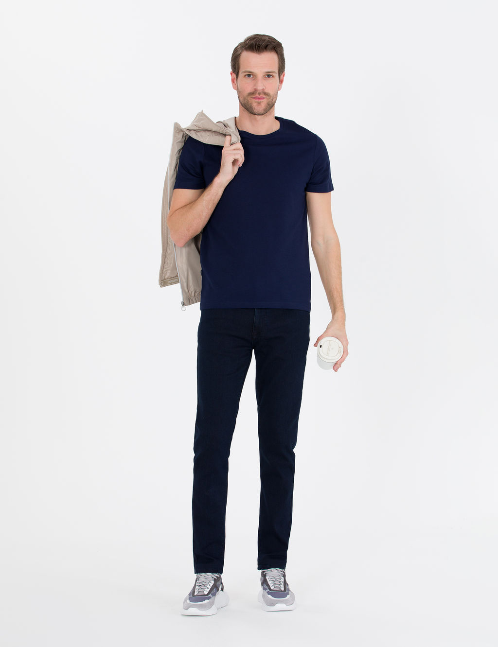 Lacivert Slim Fit Basic Ti__rt