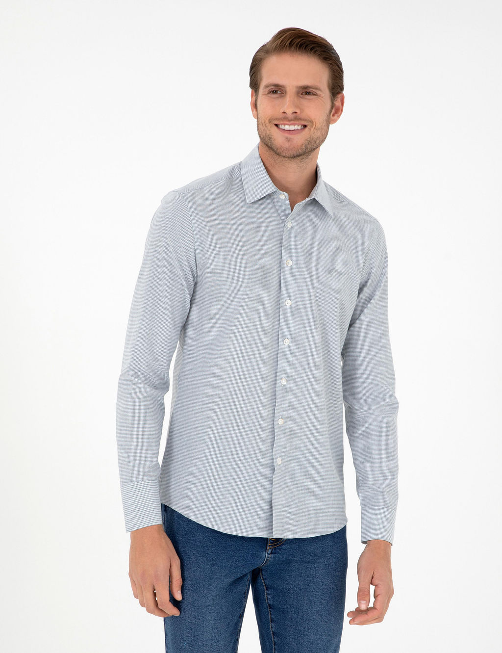 _ndigo Slim Fit Uzun Kollu G_mlek