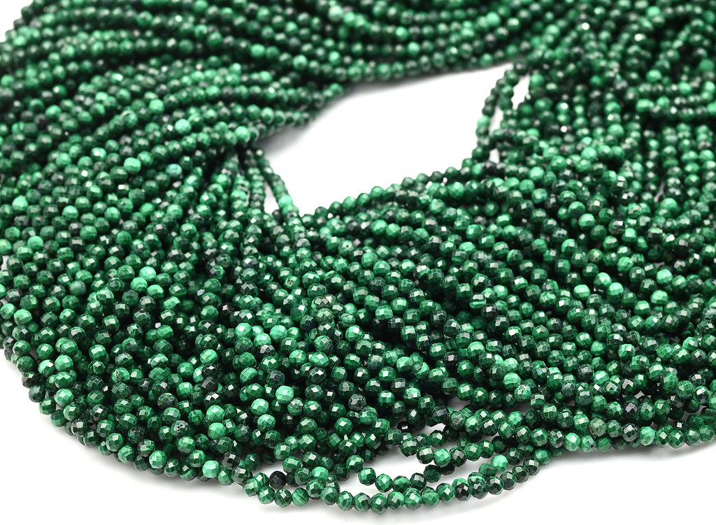Бусины из малахита шарик гр.2,7мм, 39см, 166 бусин Радуга камня