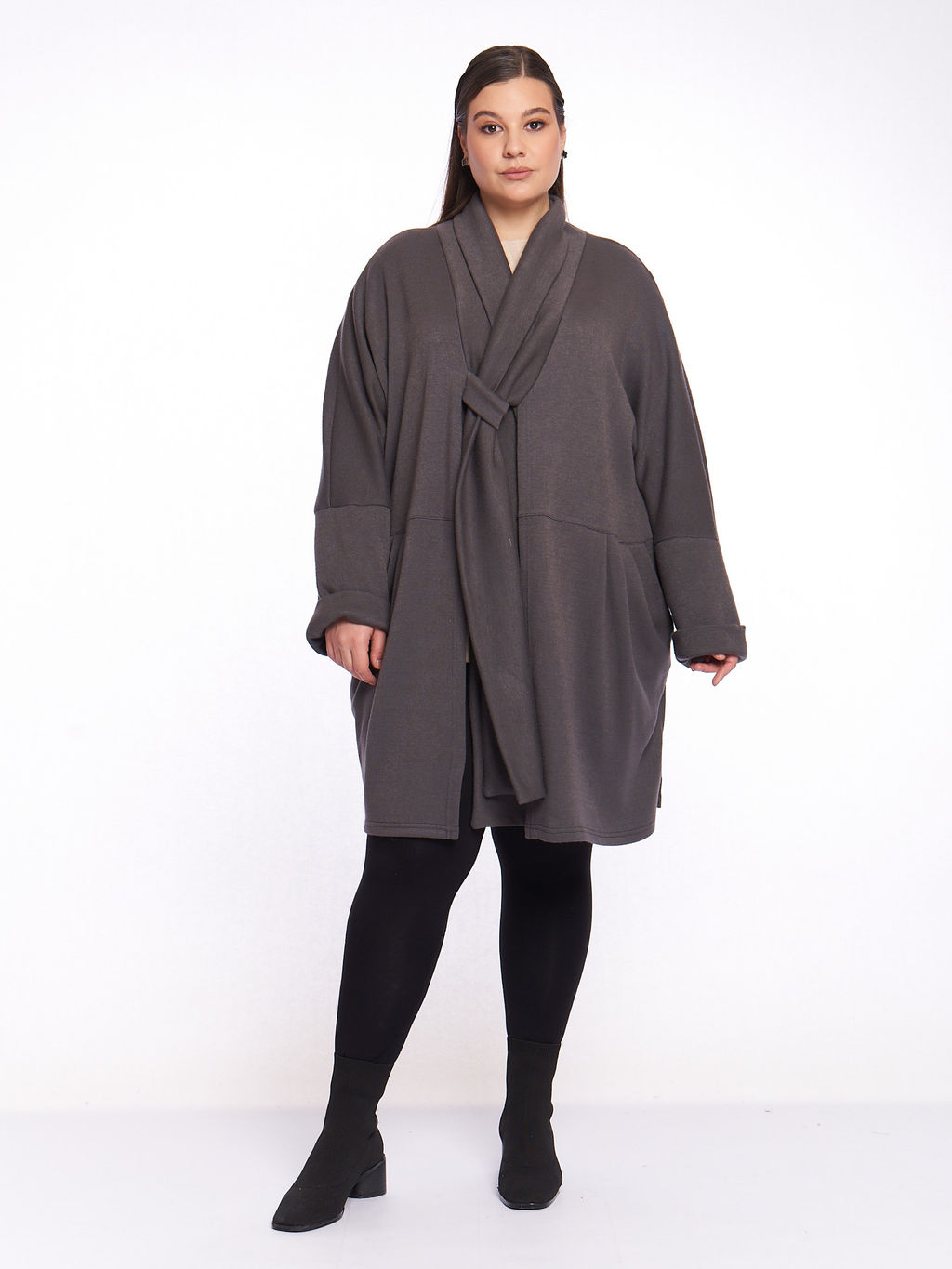 Кардиган с шалевым воротником KA02608GRY23