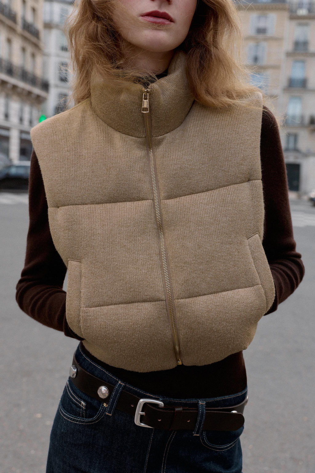 SHORT KNITTED PUFFER GILET - Zara фото 5