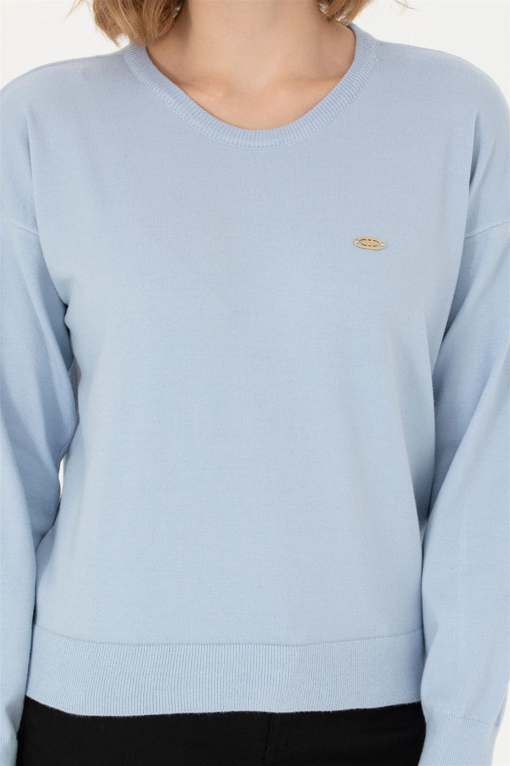 Женский синий меланжевый свитер с круглым вырезом Неожиданная скидка в корзине - U.s. polo assn фото 6