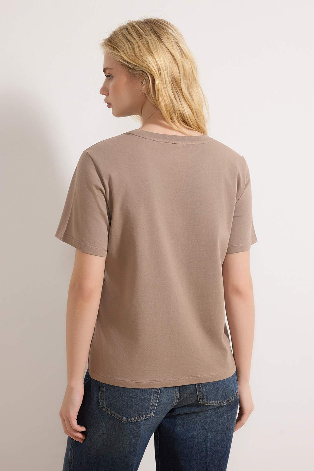 Vizon %100 Pamuk Basic Bisiklet Yaka Orme T-Shirt TWOSS23TS00000