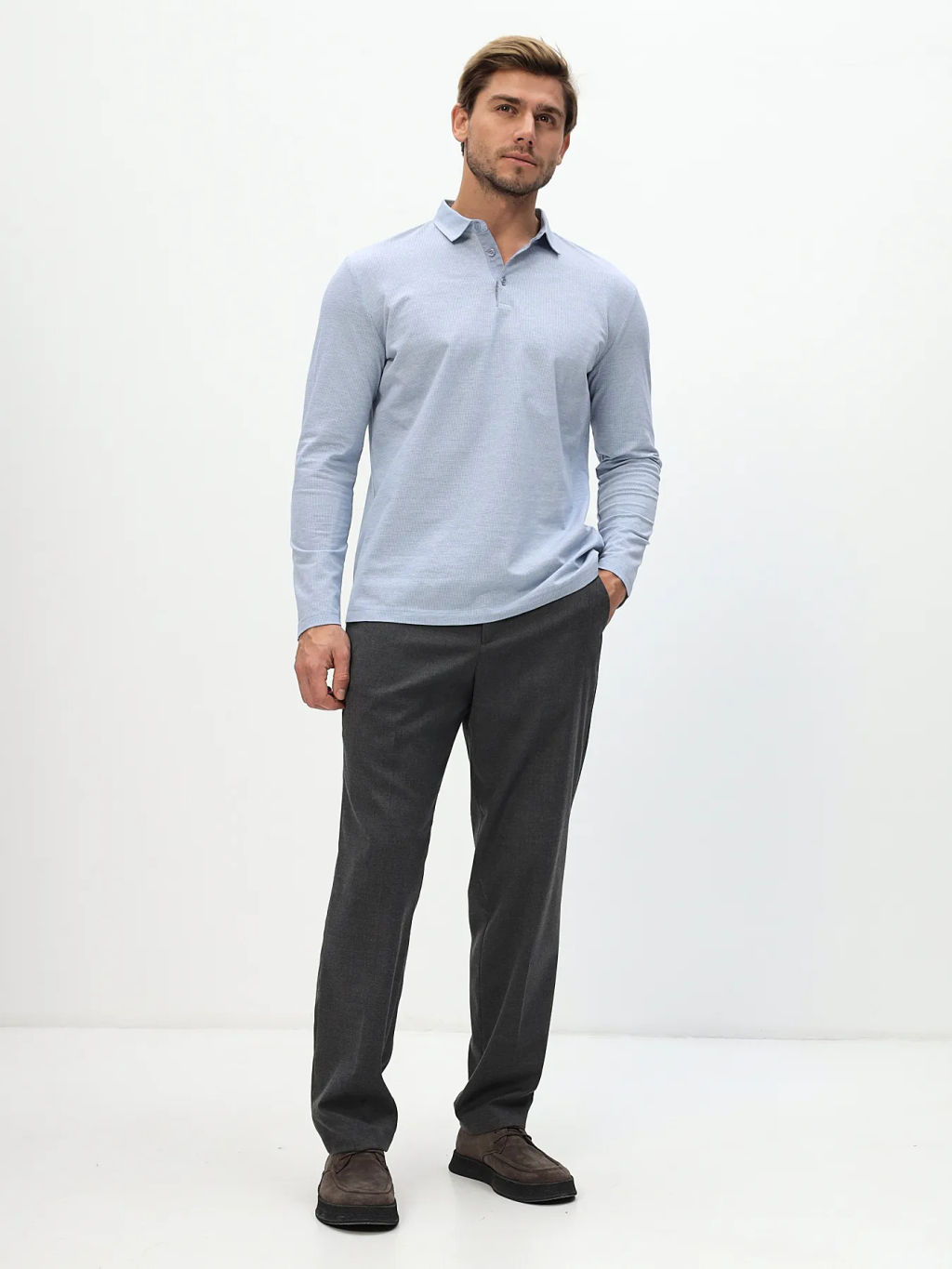 Джемпер мужской с воротником поло GREG G155-TD1246-LT7328 (голубой)  фото 6