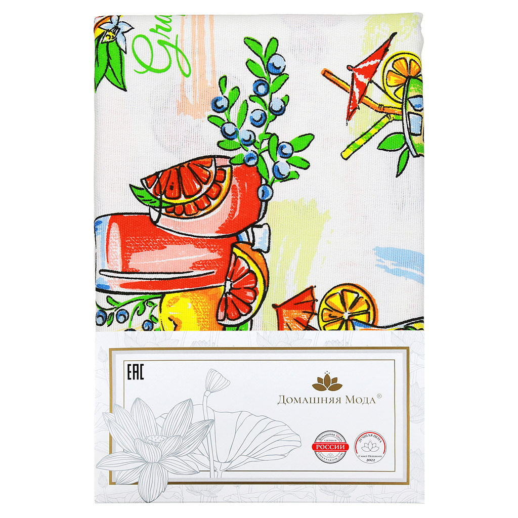 Скатерть д146см Лимонад, диаметр стола до 105см, на 6 персон, хлопок Комфорт 171г/м2, упаковка классическая 28х41см, Домашняя мода (Россия)  фото 5