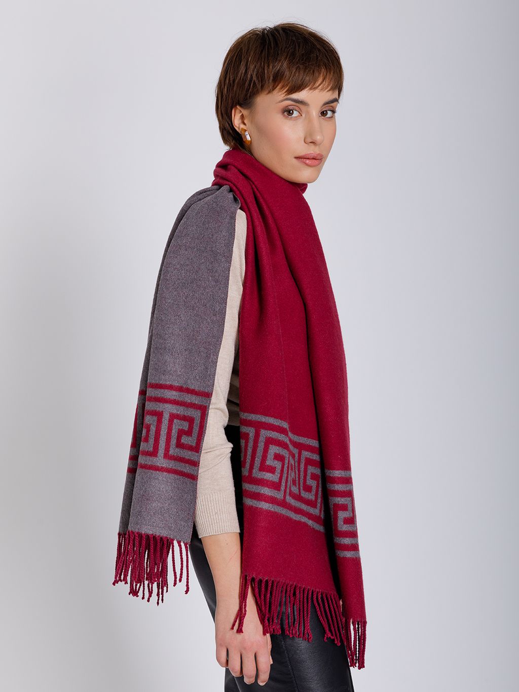 В составе шерсть и кашемир! теплый двусторонний палантин - Tantino фото 5