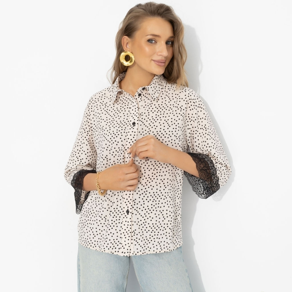 Рубашка комбинированная с кружевом, Работаю красиво (оригинал) - Charutti фото 6