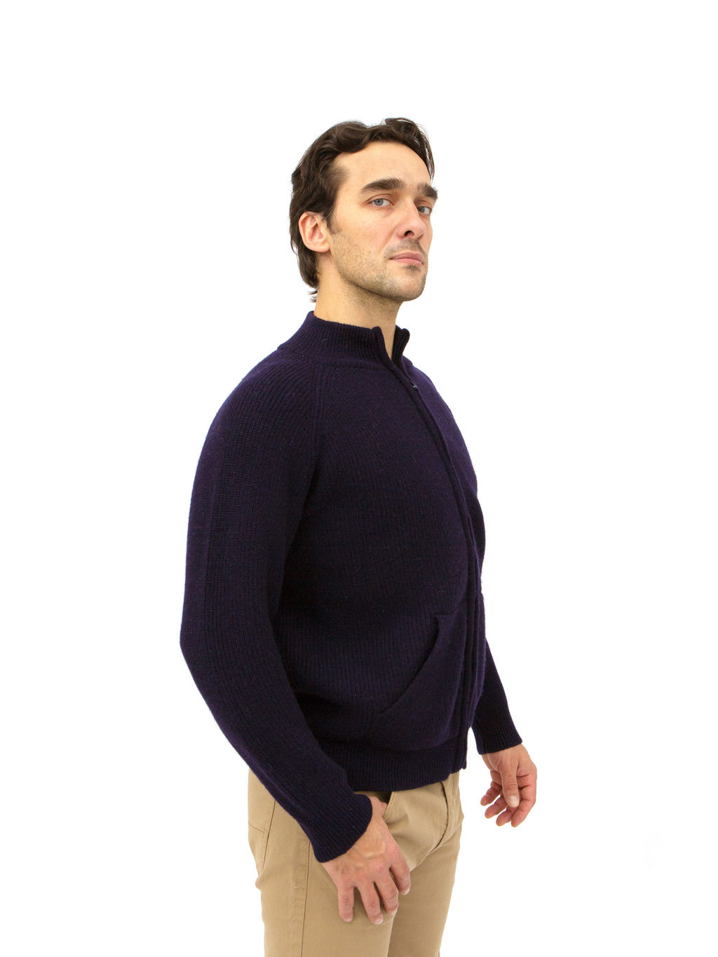 Кардиган из шерсти на замке BS 4063 темно-синий