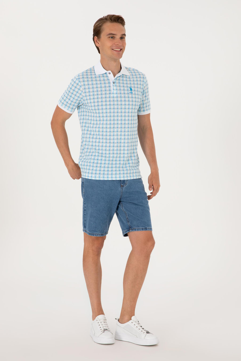 Erkek Regular Fit Polo Yaka Turkuaz Desenli Ti__rt Sepette S_rpriz _ndirim - U.s. polo assn фото 4