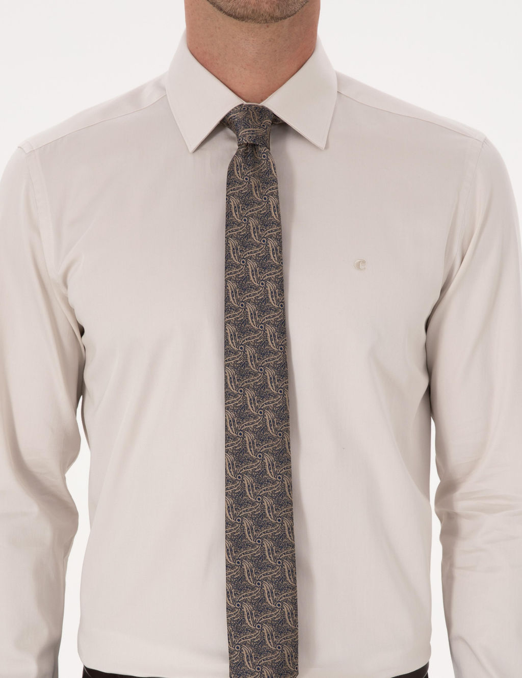 Bej Slim Fit %100 Pamuk Klasik G_mlek
