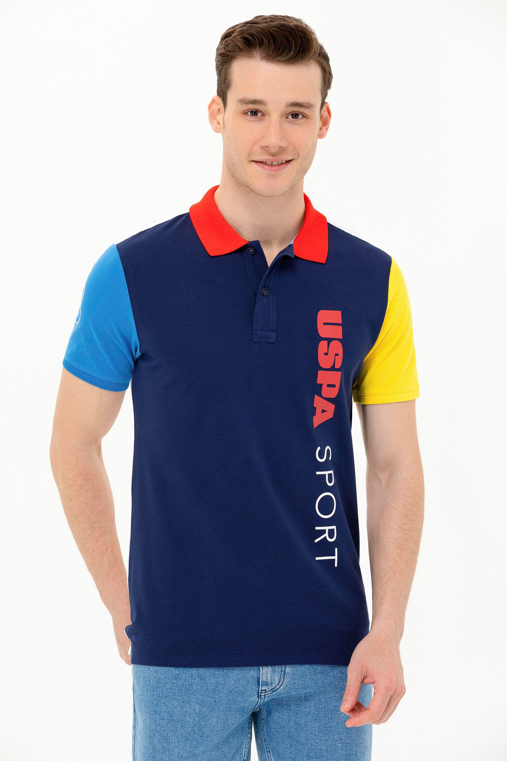 U. S. Polo Assn Мужская темно-синяя футболка с воротником-поло - U.s. polo assn фото 4