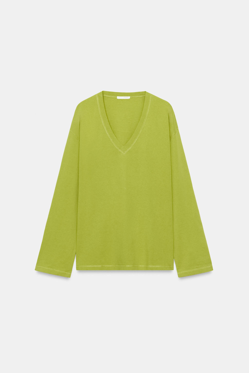 CAMISETA ESCOTE PICO ALGOD?N / Pistacho - Zara фото 6