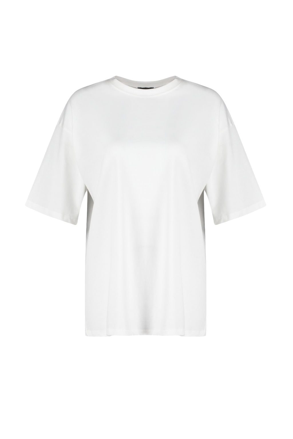 Ekru %100 Kal?n Pamuklu Premium Oversize/Genis Kal?p Bisiklet Yaka Orme T-Shirt TWOSS23TS00040