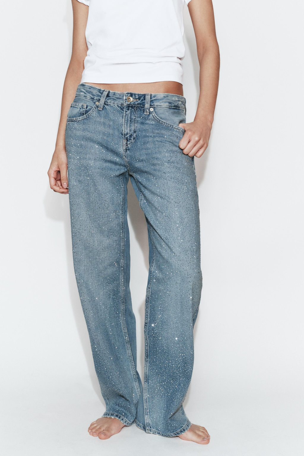 JEANS TRF RECTOS TIRO BAJO BRILLOS / Marino - Zara фото 8
