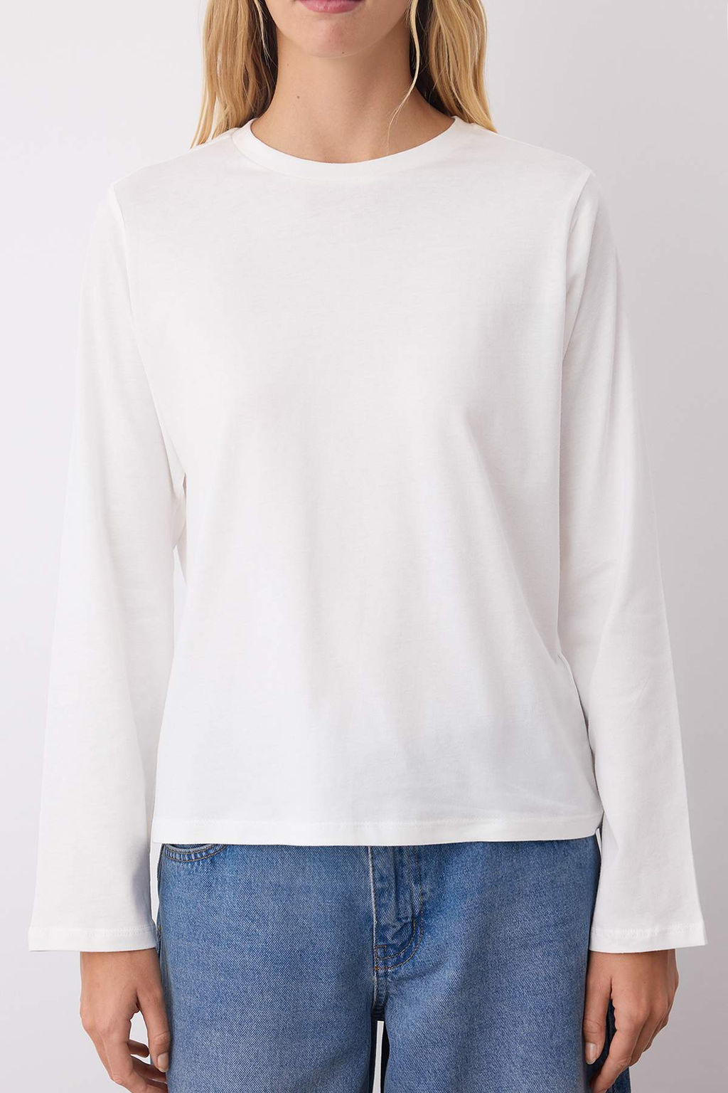 Siyah-Ekru-Kahverengi 3lu Paket %100 Pamuk Bisiklet Yaka Uzun Kol Oversize/Genis Kesim Orme T-shirt