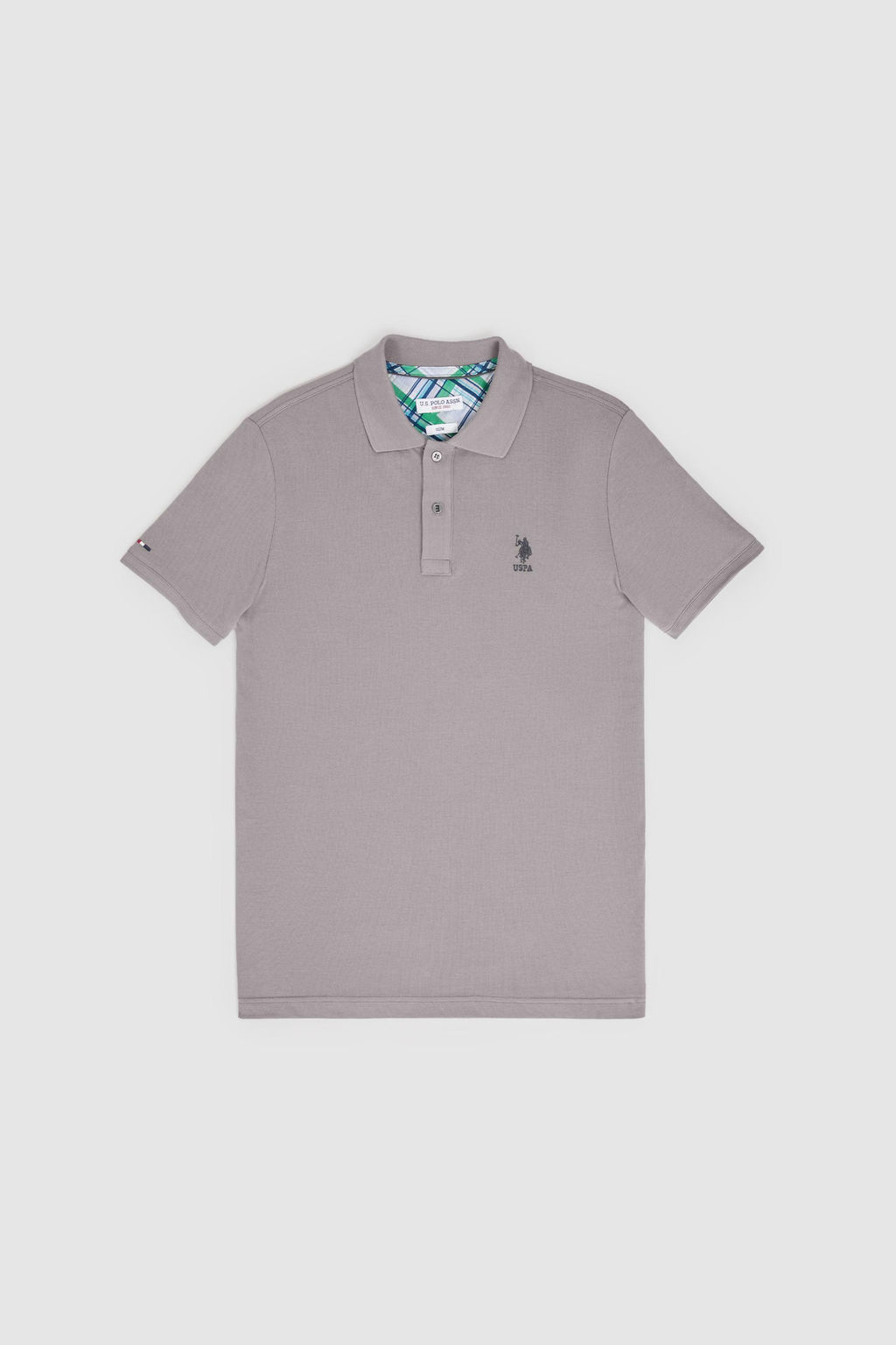 Erkek Slim Fit Polo Yaka Gri Basic Ti__rt
