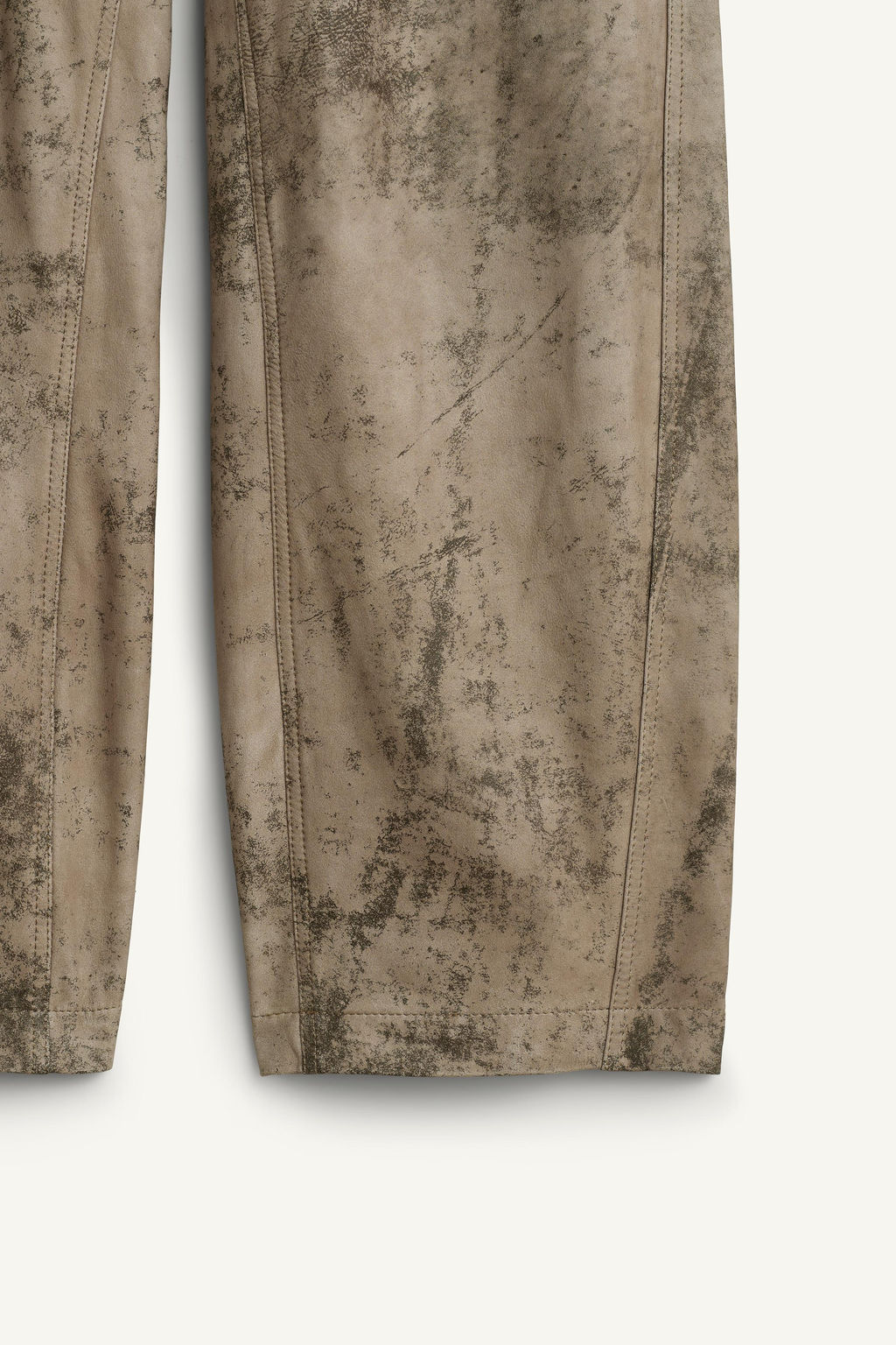BAGGY WASHED LEATHER TROUSERS - Zara фото 7