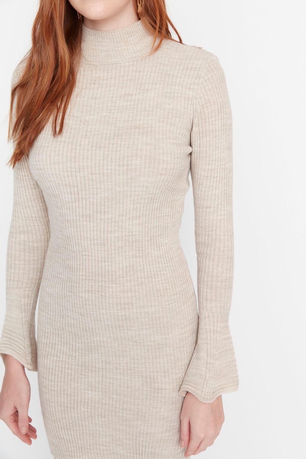 TRENDYOLMILLA Mavi Mini Triko Basic Dik Yaka Elbise TWOAW23EL01415  фото 12