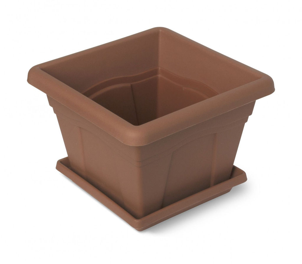 Горшок Квадро с поддоном 2.9л 20х20см терракотовый С162Т
