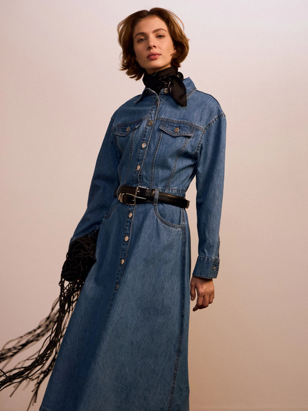 Джинсовое платье на пуговицах / Zarina  фото 3