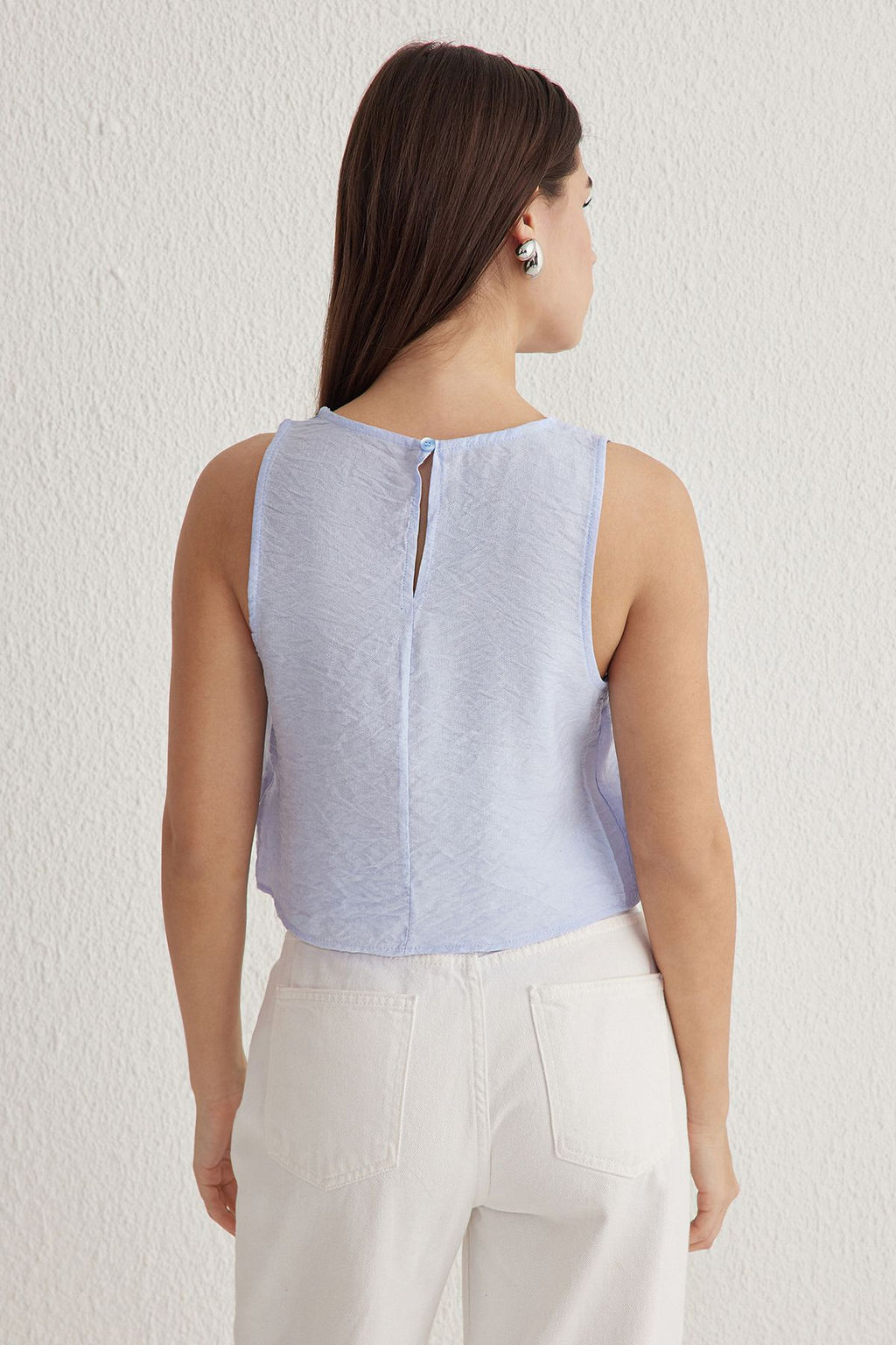 Trendyolmilla Ac?k Haki Kolsuz Crop Dokuma Keten Gorunumlu Bluz TWOSS22BZ0246 фото 16