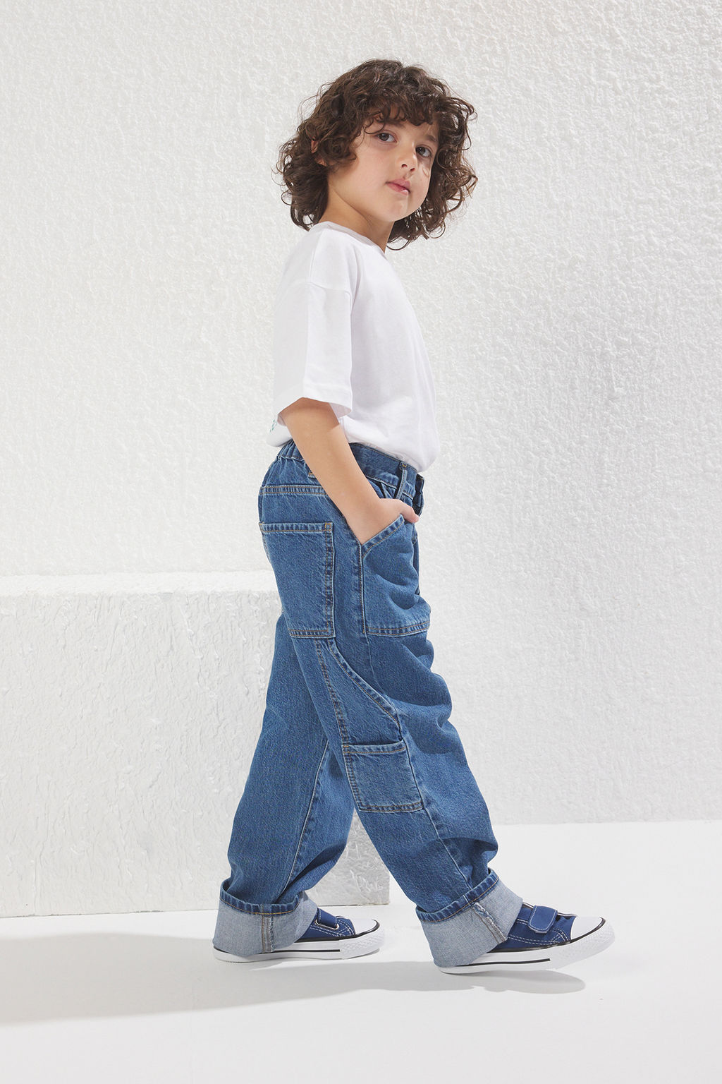 Orta Mavi Erkek Cocuk Yuksek Bel %100 Pamuk Regular Fit Lastikli Denim Jean Pantolon TKDSS25JE00004 - Trendyolmilla фото 2