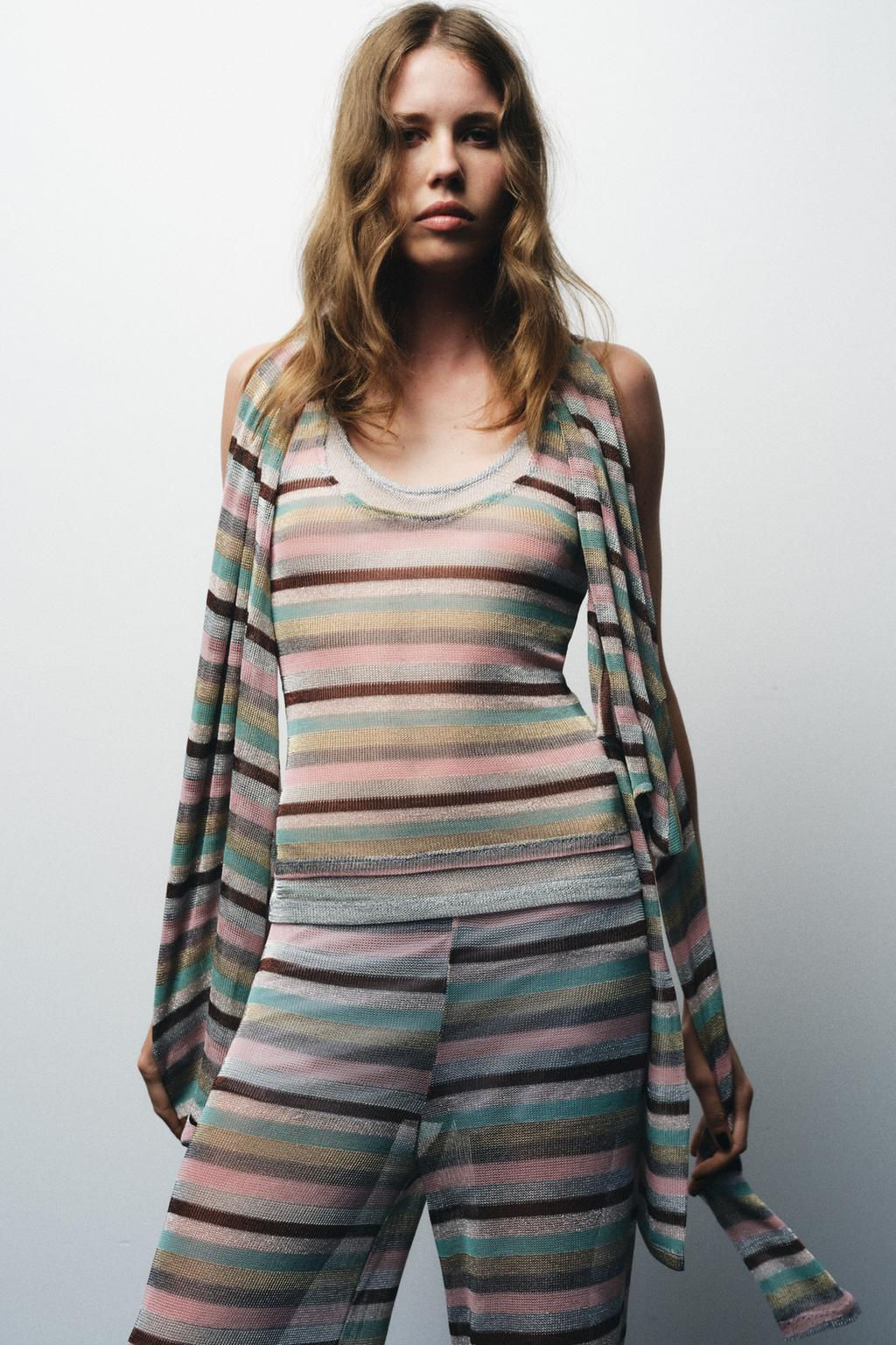 STRIPED METALLIC THREAD TOP - Zara фото 2