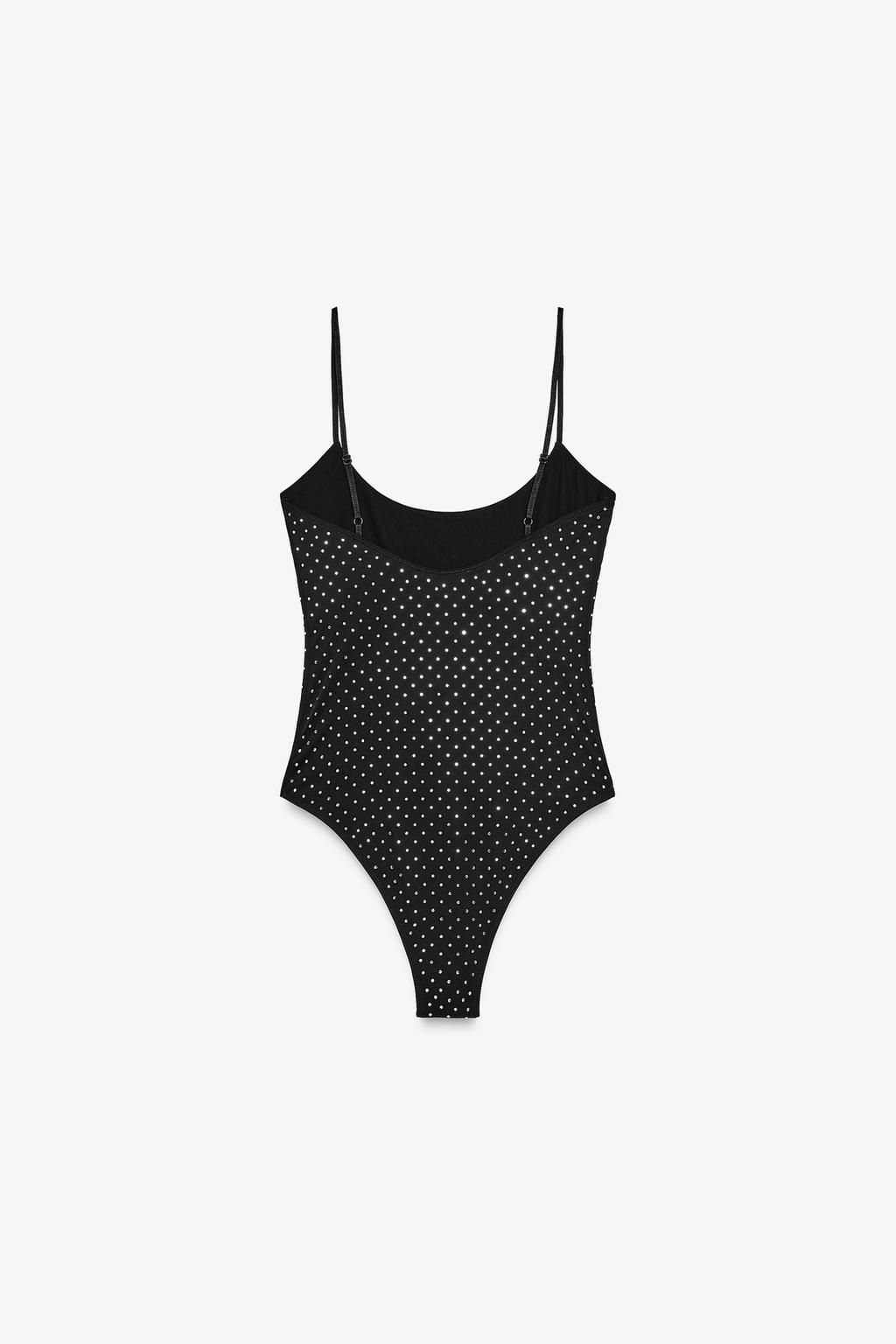 POLYAMIDE BODYSUIT WITH RHINESTONES - Zara фото 8