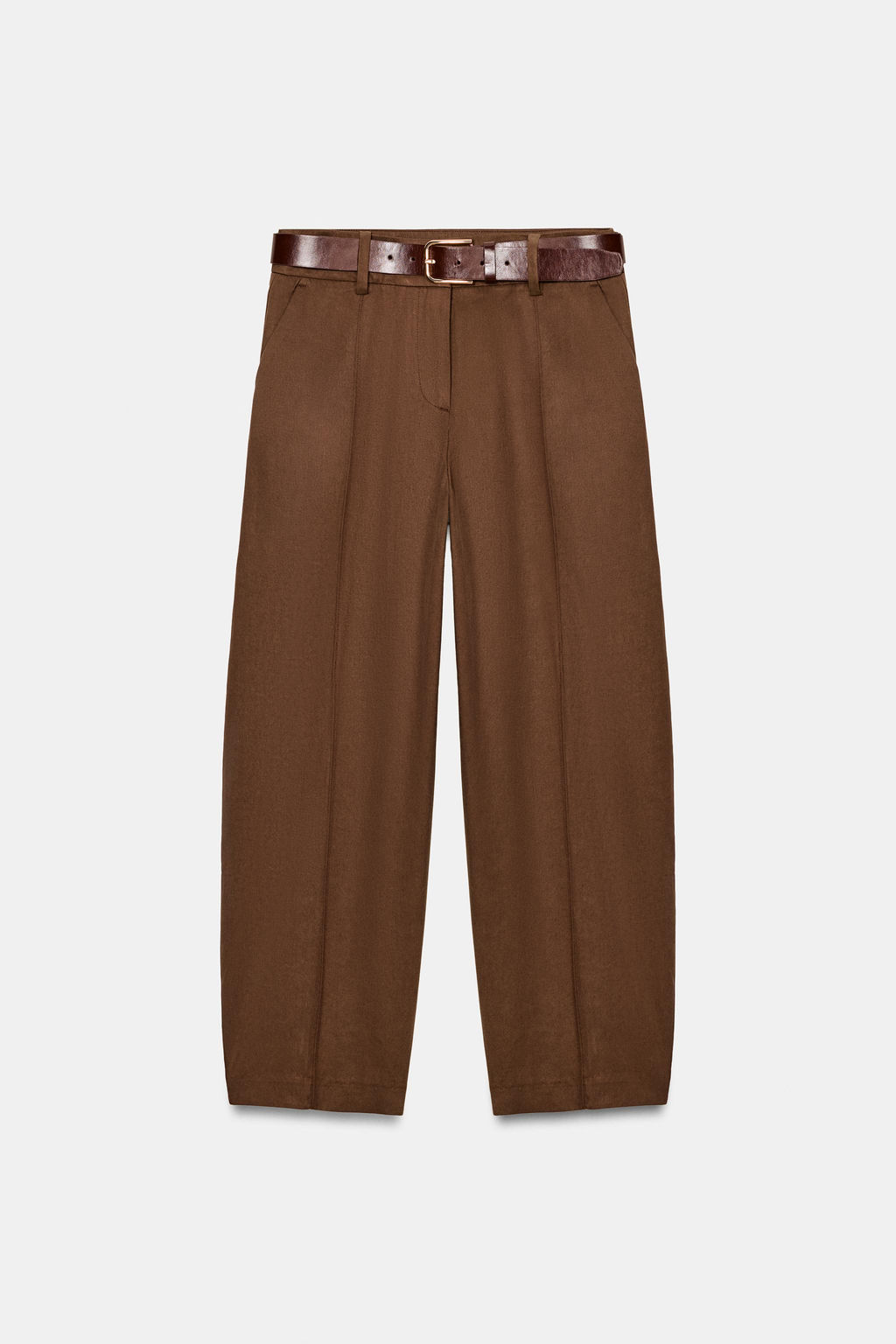 PANTAL?N GLOBO CINTUR?N / Marr?n - Zara фото 6