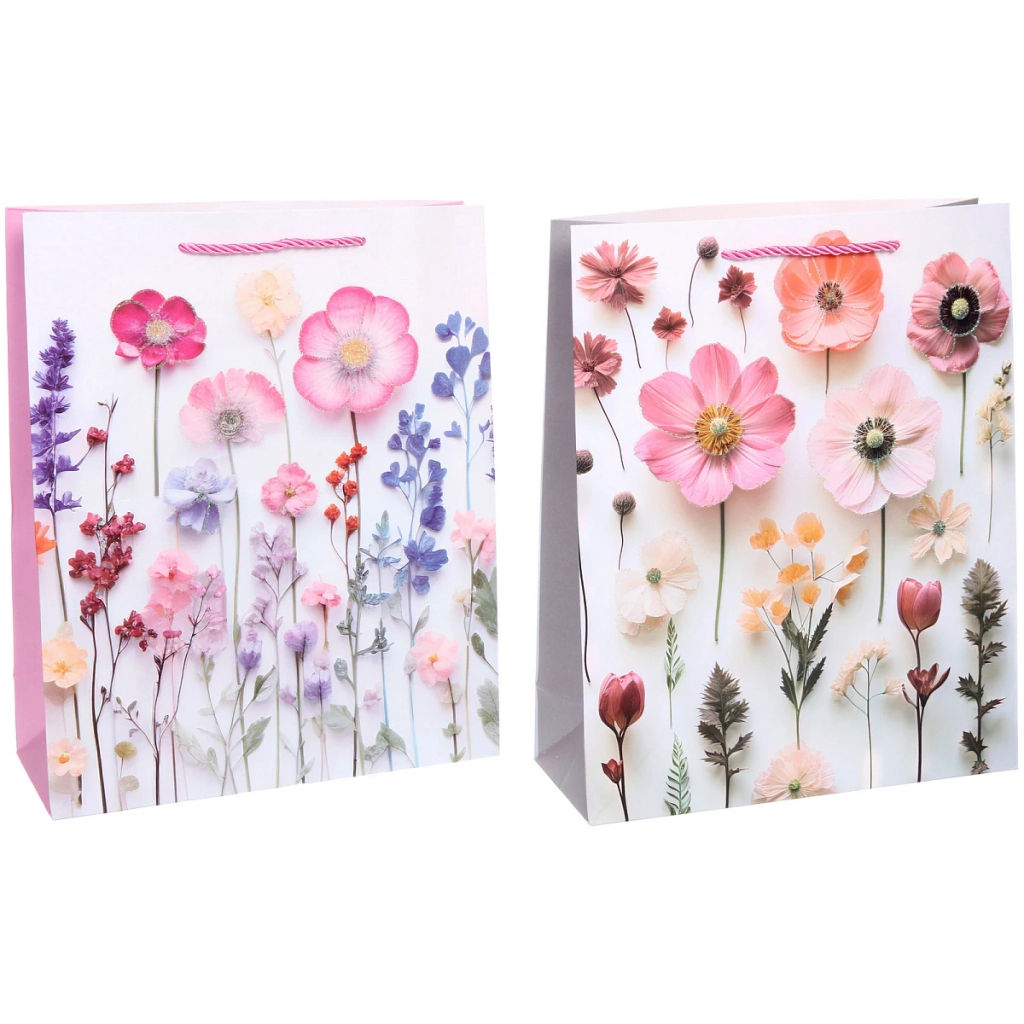 Пакет подарочный "Восковые цветочки" 32*26*10 см