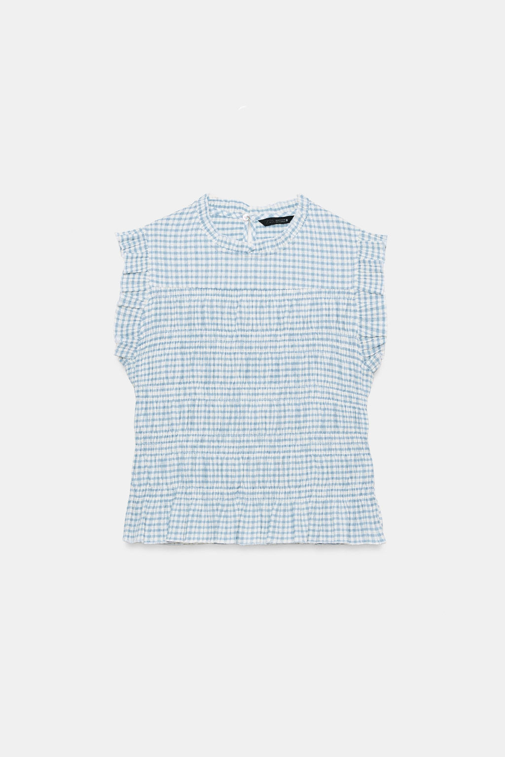 TOP NIDO DE ABEJA CUADRO VICHY / Crudo / Azul