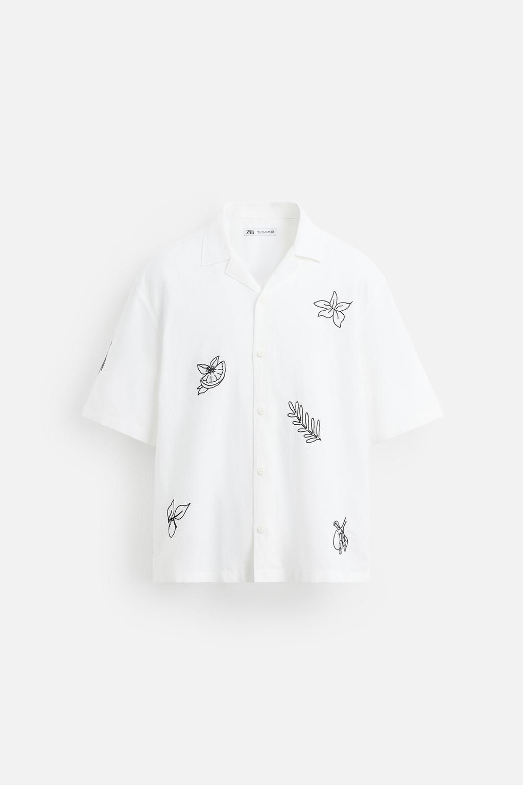EMBROIDERED COTTON/LINEN SHIRT - Zara фото 6