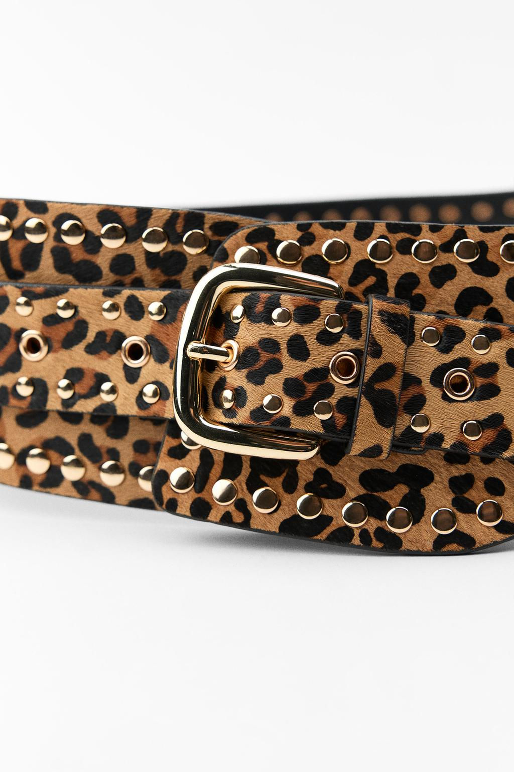 STUDDED ANIMAL PRINT LEATHER CORSET BELT - Zara фото 4