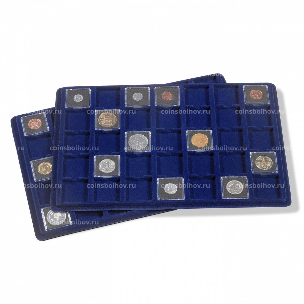 Планшет на 35 ячеек для монет в капсулах QUADRUM MINI размером 38х38 мм (упаковка 2 штуки) Синий LEUCHTTURM 360059
